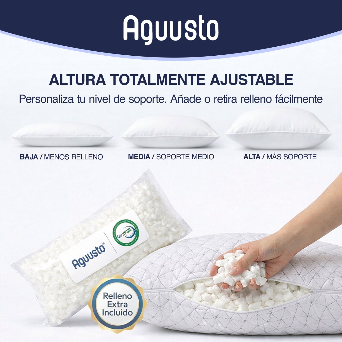 Almohada de Gel Viscoelástica Premium 70cm - Augusto Matrimonial