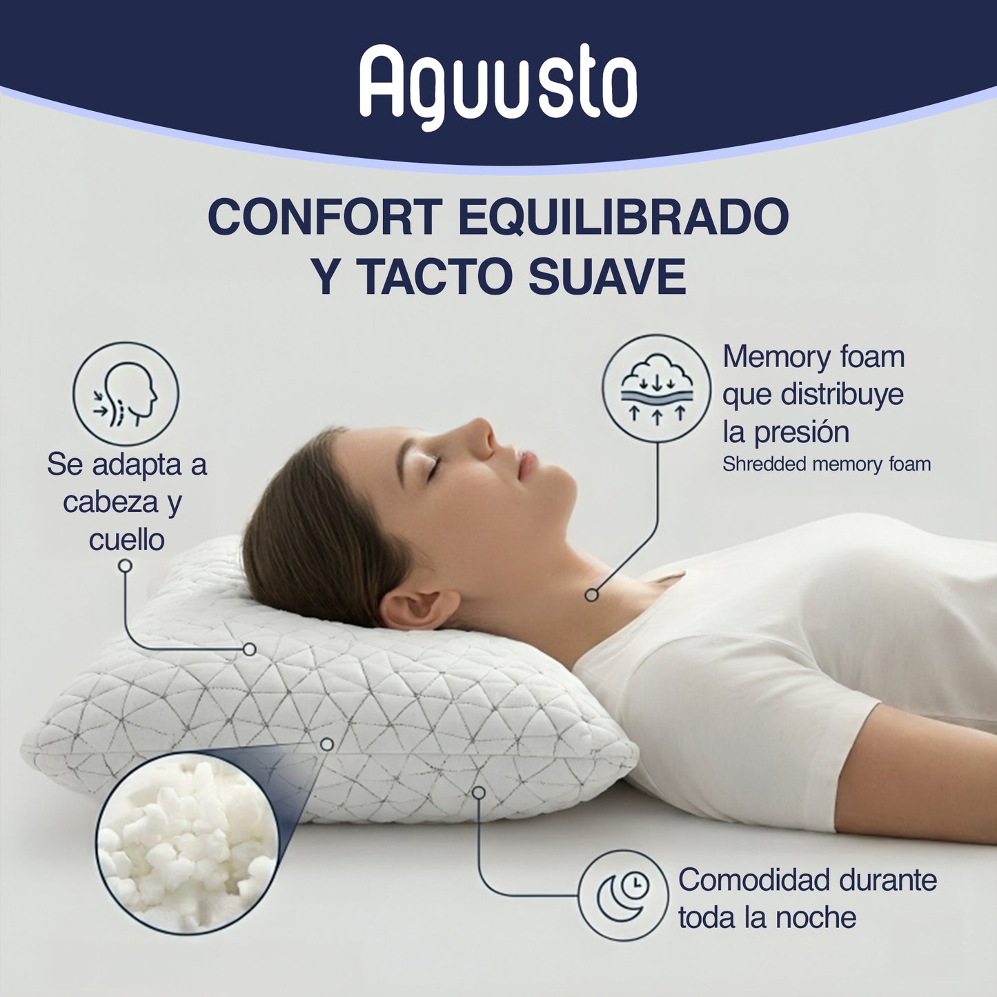 Almohada de Gel Viscoelástica Premium 70cm - Augusto Matrimonial