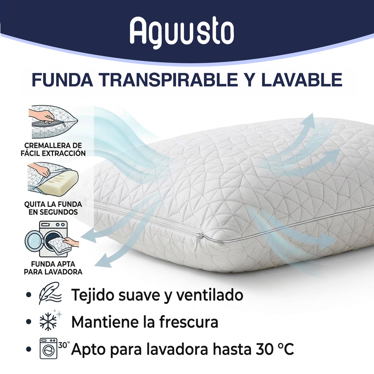 Almohada de Gel Viscoelástica Premium 70cm - Augusto Matrimonial