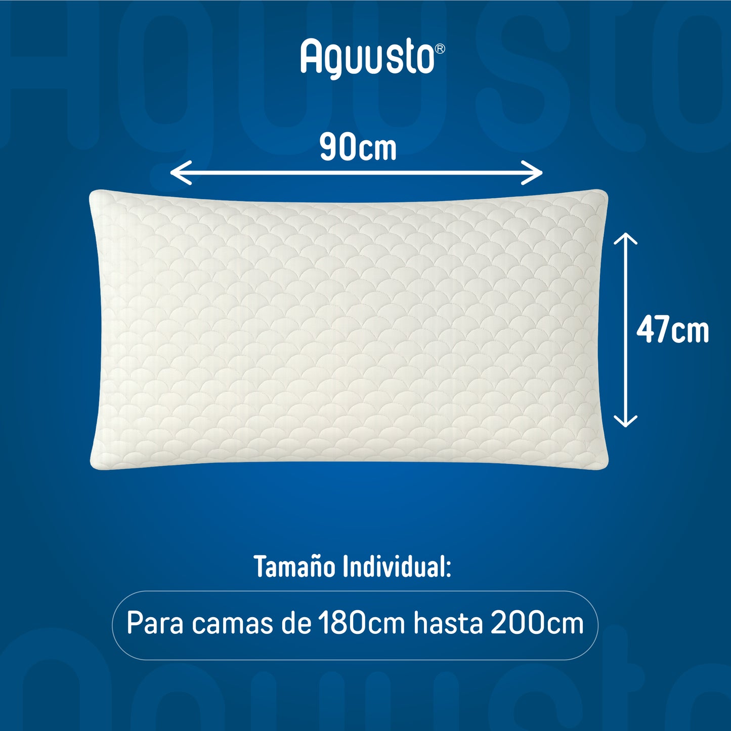 Almohada Aguusto 90cm x 47 cm Para Camas Grandes e Individuales